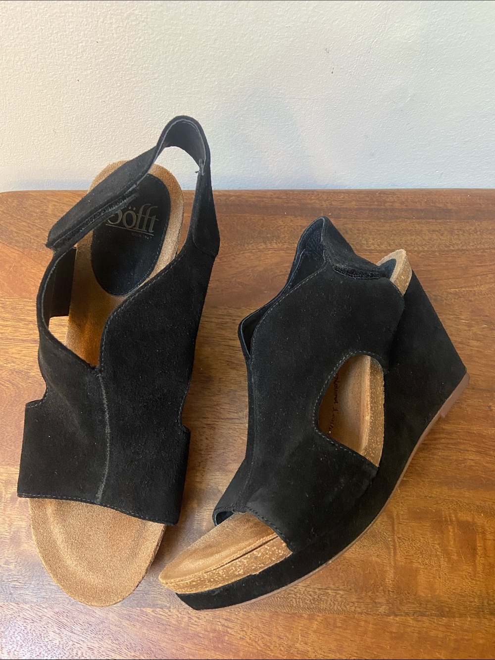 Sofft Black Suede Open-Toe Slingback Sandals